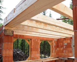 Installed timber beams