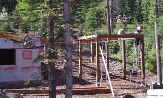 Custom timber-frame deck Canmore Custom timber-frame deck Canmore