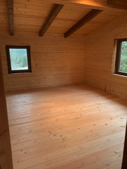 Douglas fir T&G flooring in master bedroom