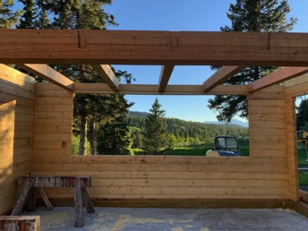 Doulas Fir beams with dovetail connections